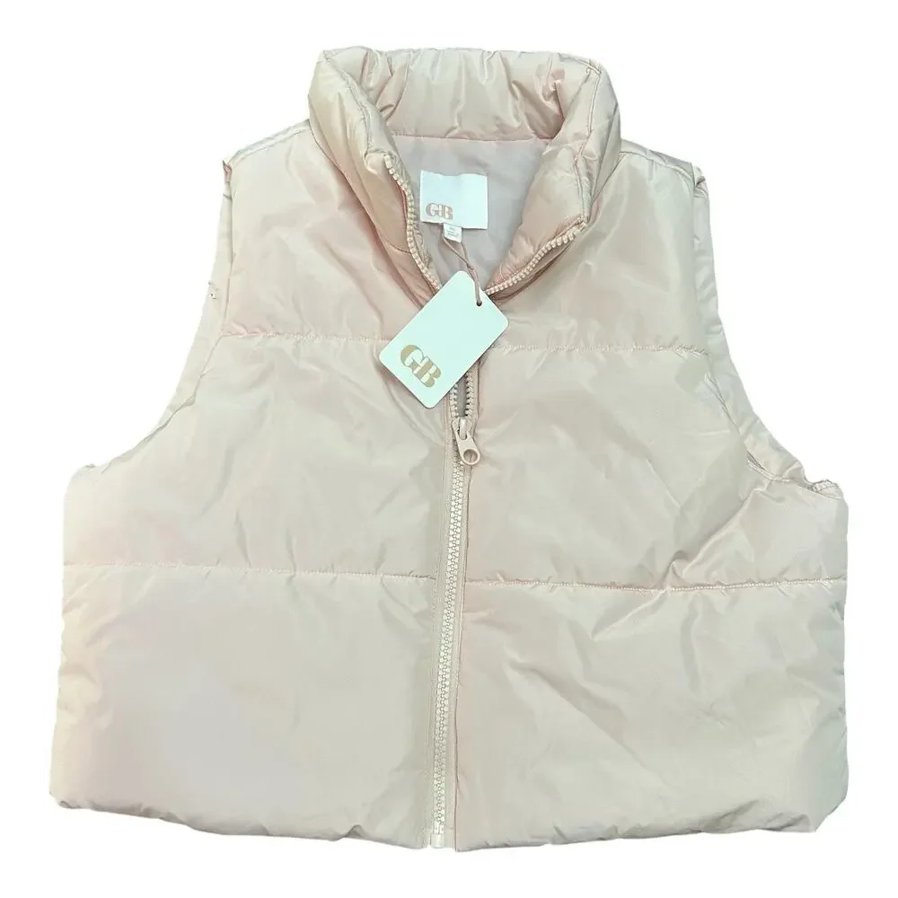 NWT Gianni Bini GB Girls Sz Xl Light Pink Quilted Puffer Vest Sleeveless Jacket